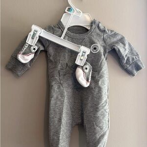 Converse Gray Infant One-Piece Footed Romper